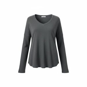 Mudd Charcoal Long Sleeve V-Neck Top | S